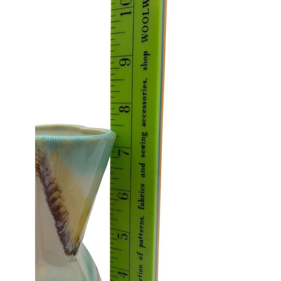 Retro Chevroned Bud Vase Gossy Ceramic Boho - Picture 7 of 13